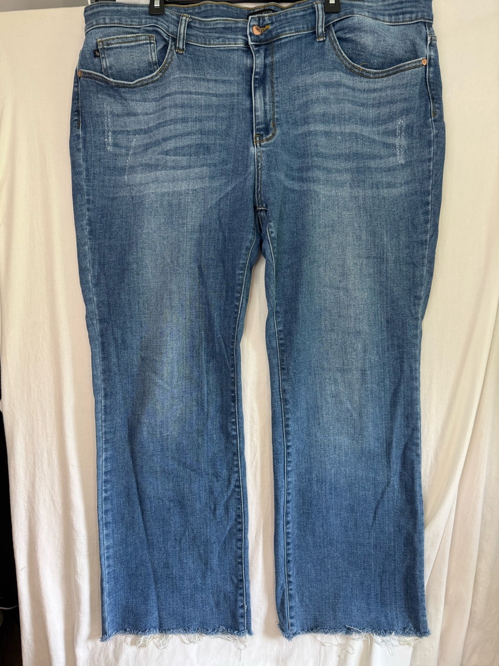 Judy Blue Boyfriend high waist fit Raw Hem Light Blue Denim Jeans Size 22W